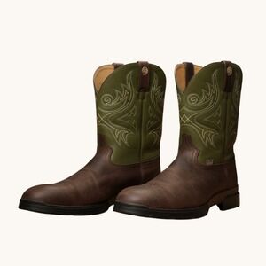 Justin Boots GS9030 Men 12EE Brown Green Waterproof Western Work Boots Leather